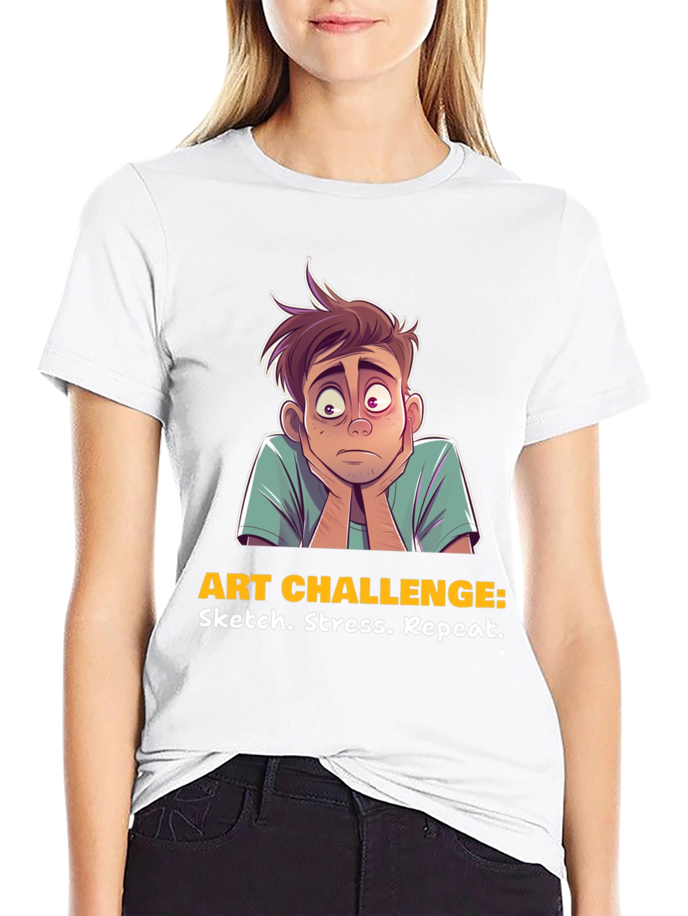 Art Challenge T-Shirt: Sketch Stress Repeat Graphic Tee