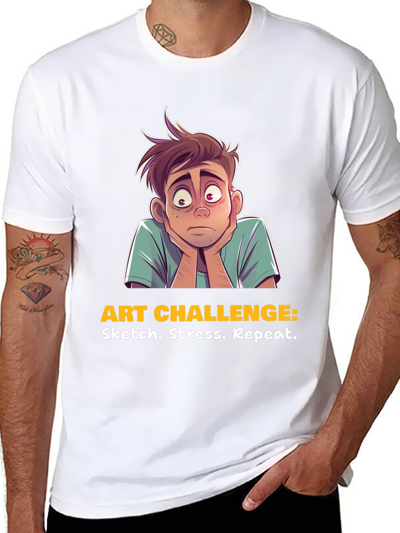 Art Challenge T-Shirt: Sketch Stress Repeat Graphic Tee