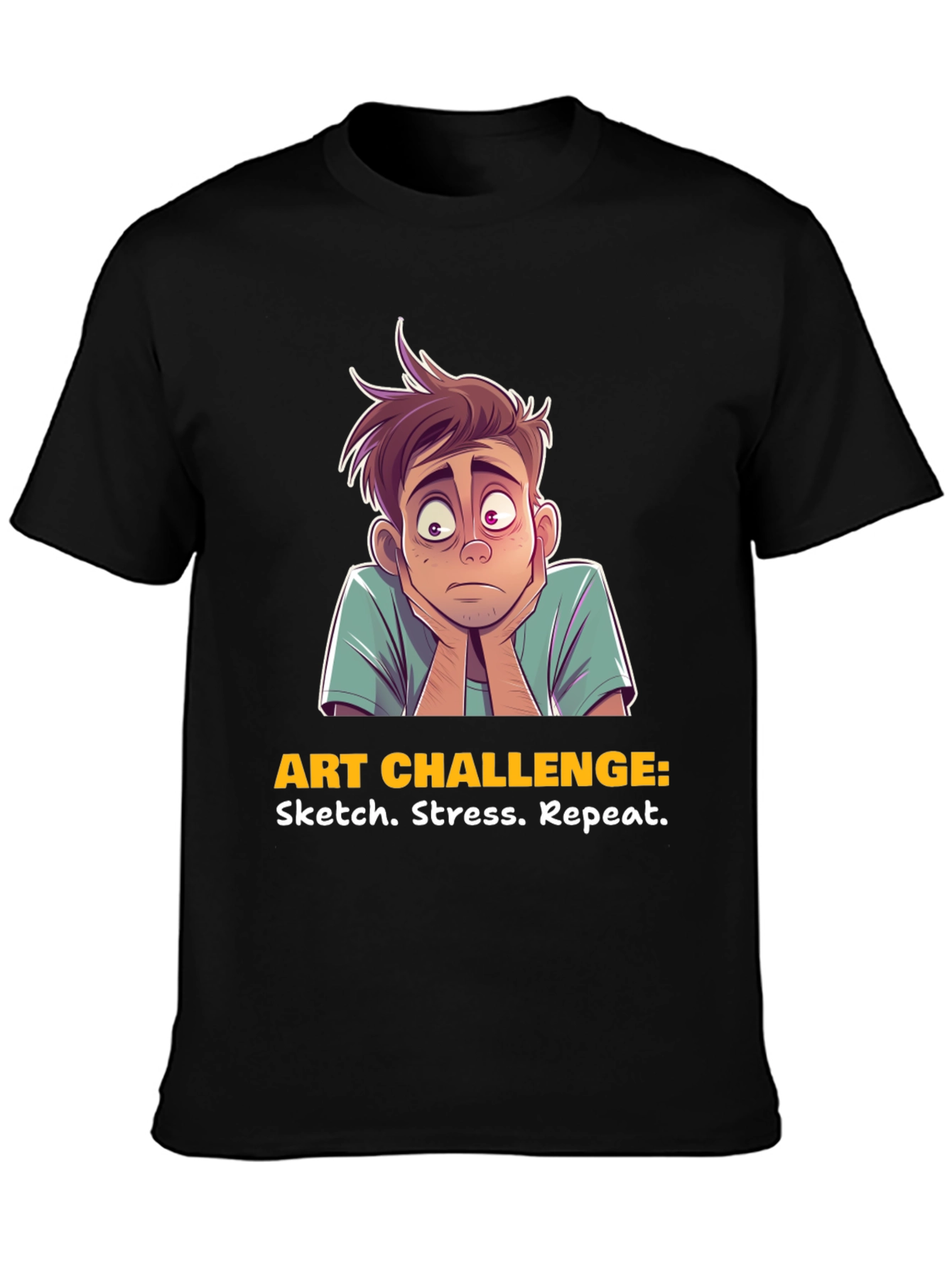 Art Challenge T-Shirt: Sketch Stress Repeat Graphic Tee