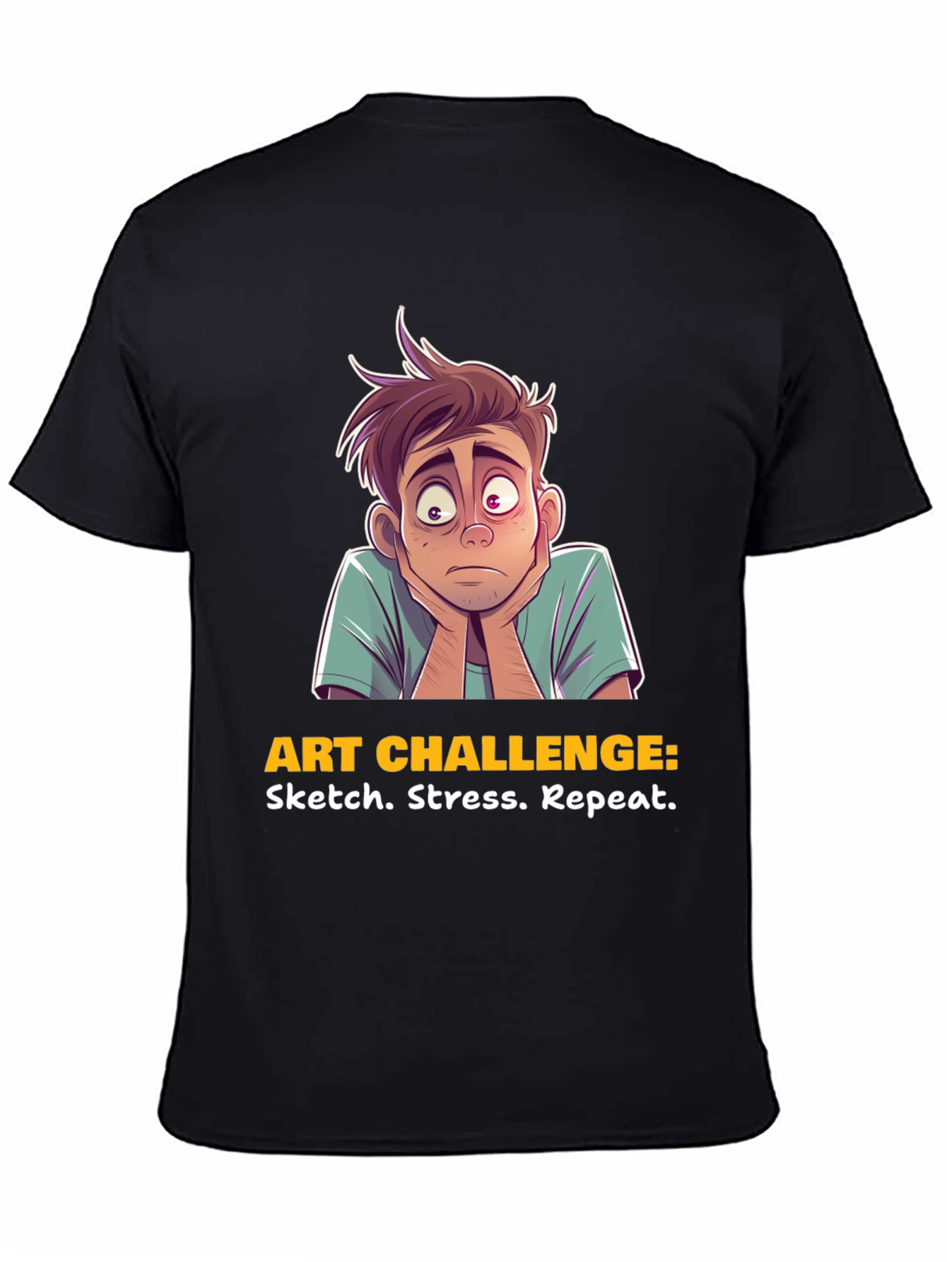Art Challenge T-Shirt: Sketch Stress Repeat Graphic Tee