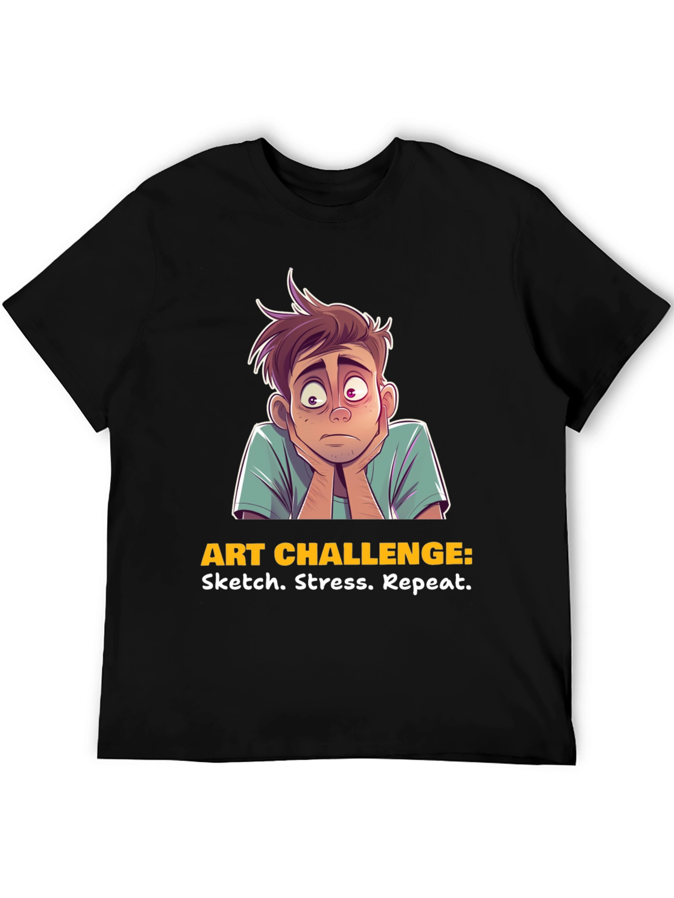 Art Challenge T-Shirt: Sketch Stress Repeat Graphic Tee