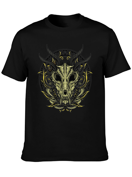 Skull & Horns Graphic Print T-Shirt