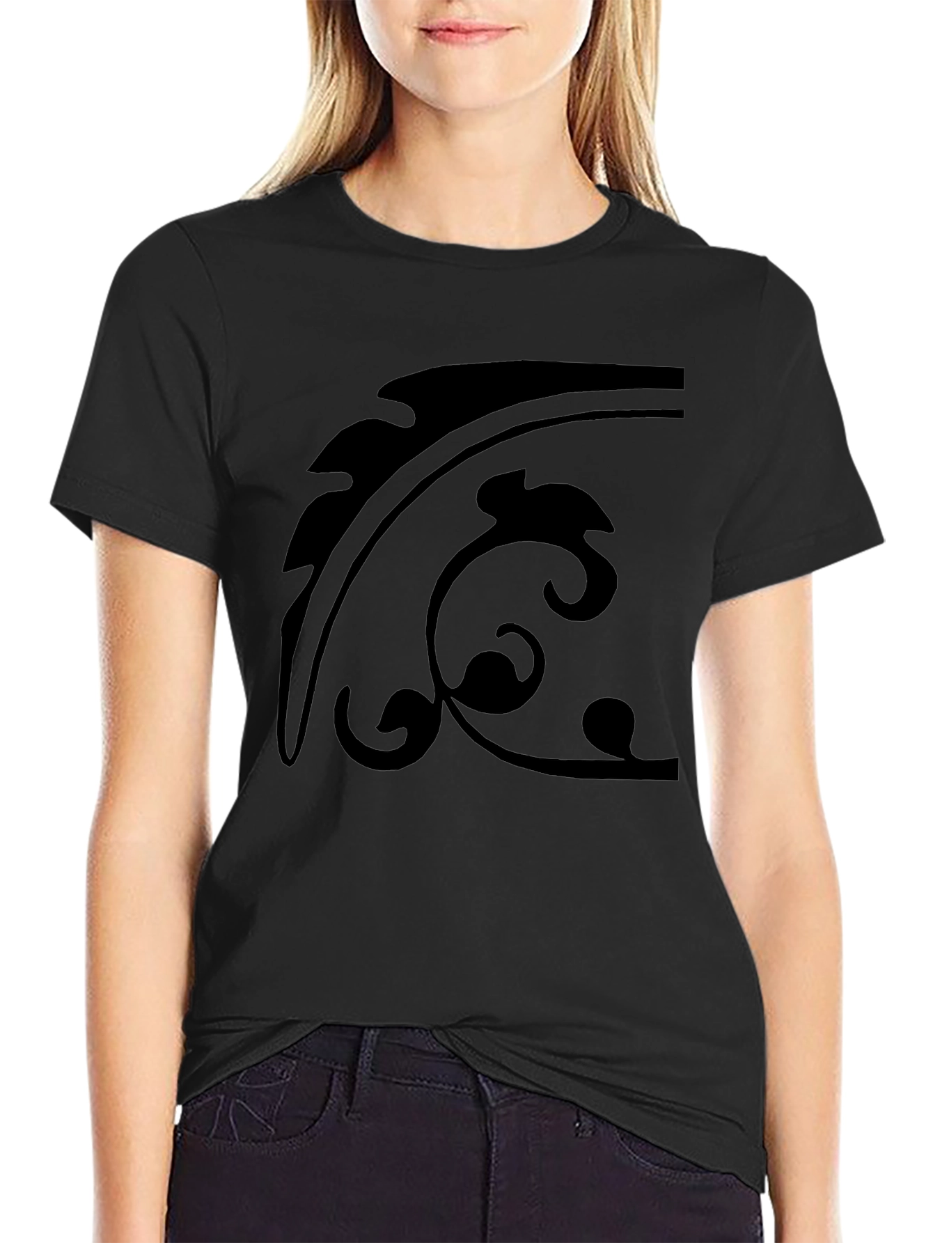 Black T-Shirt with Abstract Graphic Design