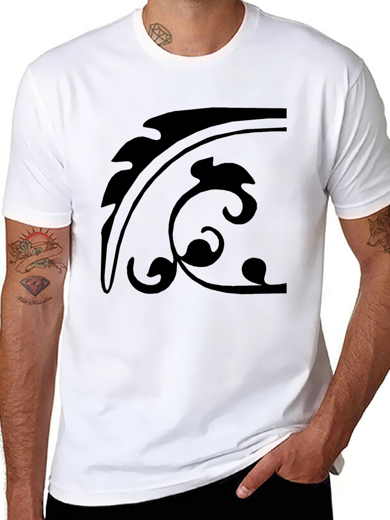 Black T-Shirt with Abstract Graphic Design
