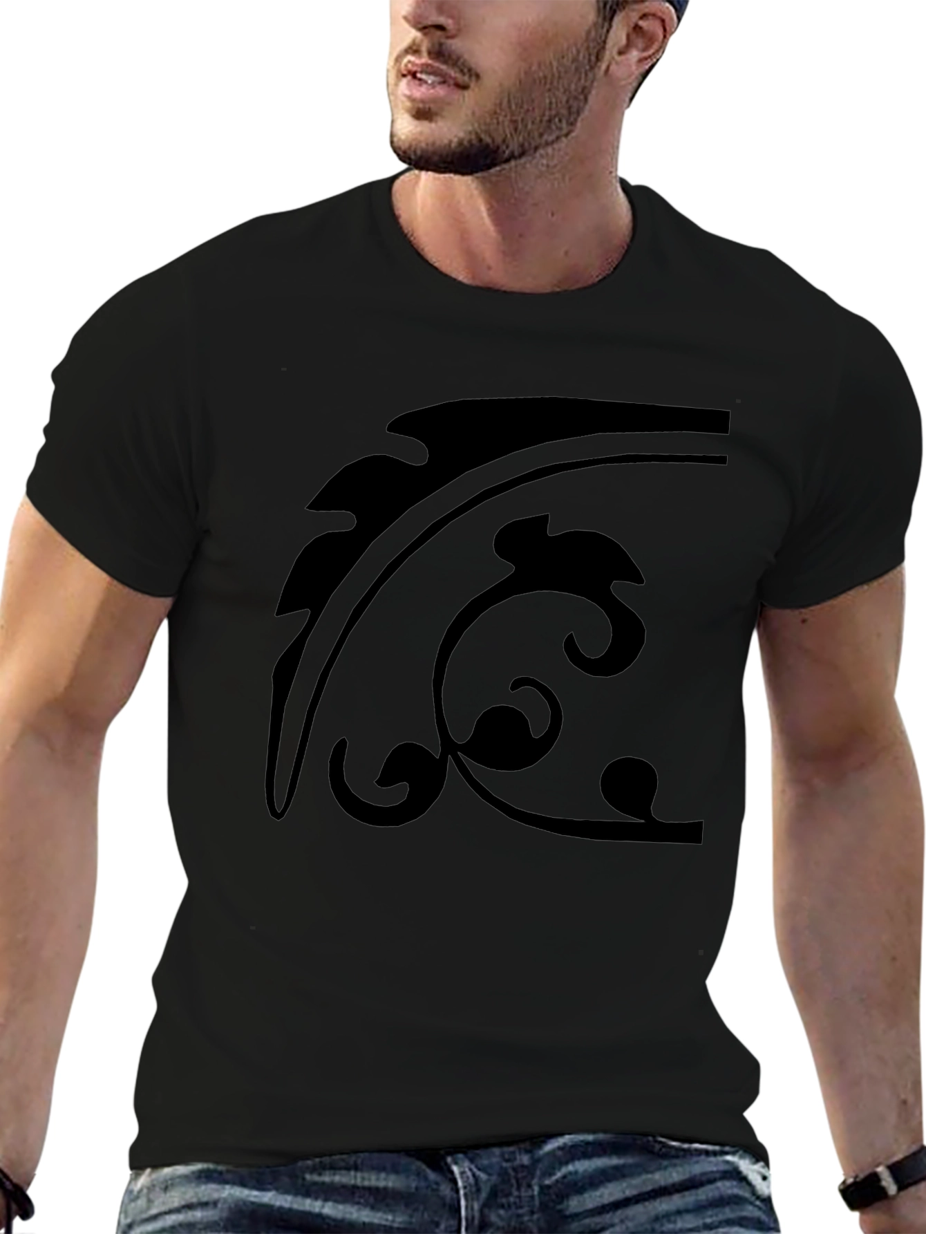 Black T-Shirt with Abstract Graphic Design