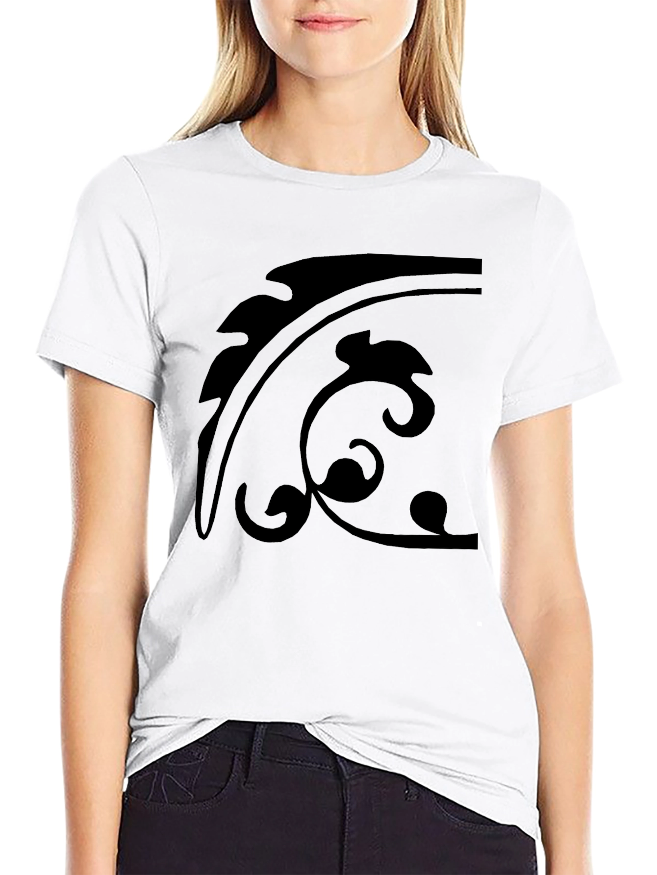 Black T-Shirt with Abstract Graphic Design