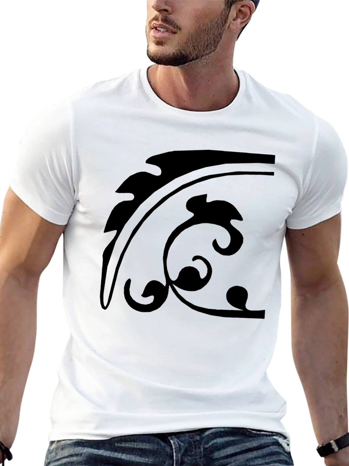 Black T-Shirt with Abstract Graphic Design