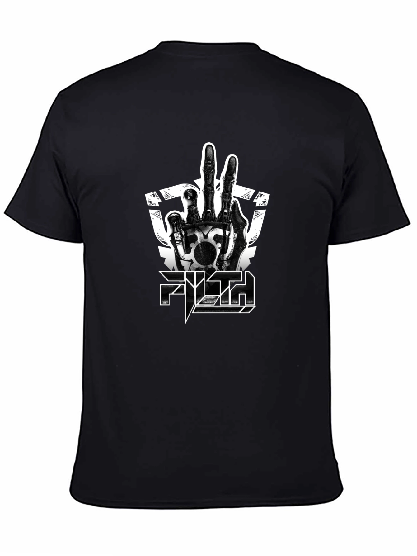 Filth Skeleton Hand Graphic Print Black T-Shirt