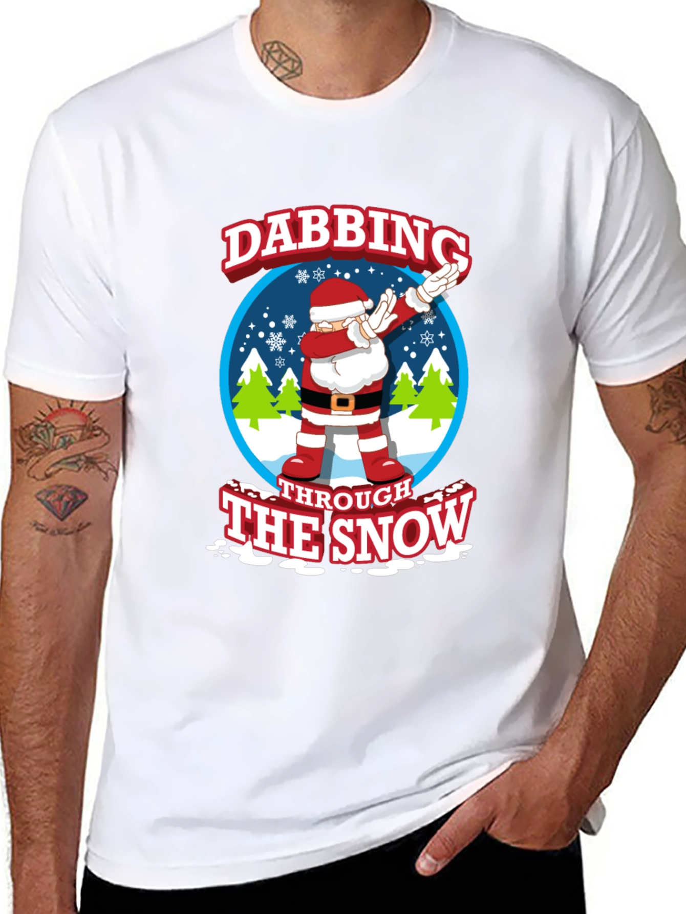 Dabbing Santa Through The Snow Christmas T-Shirt