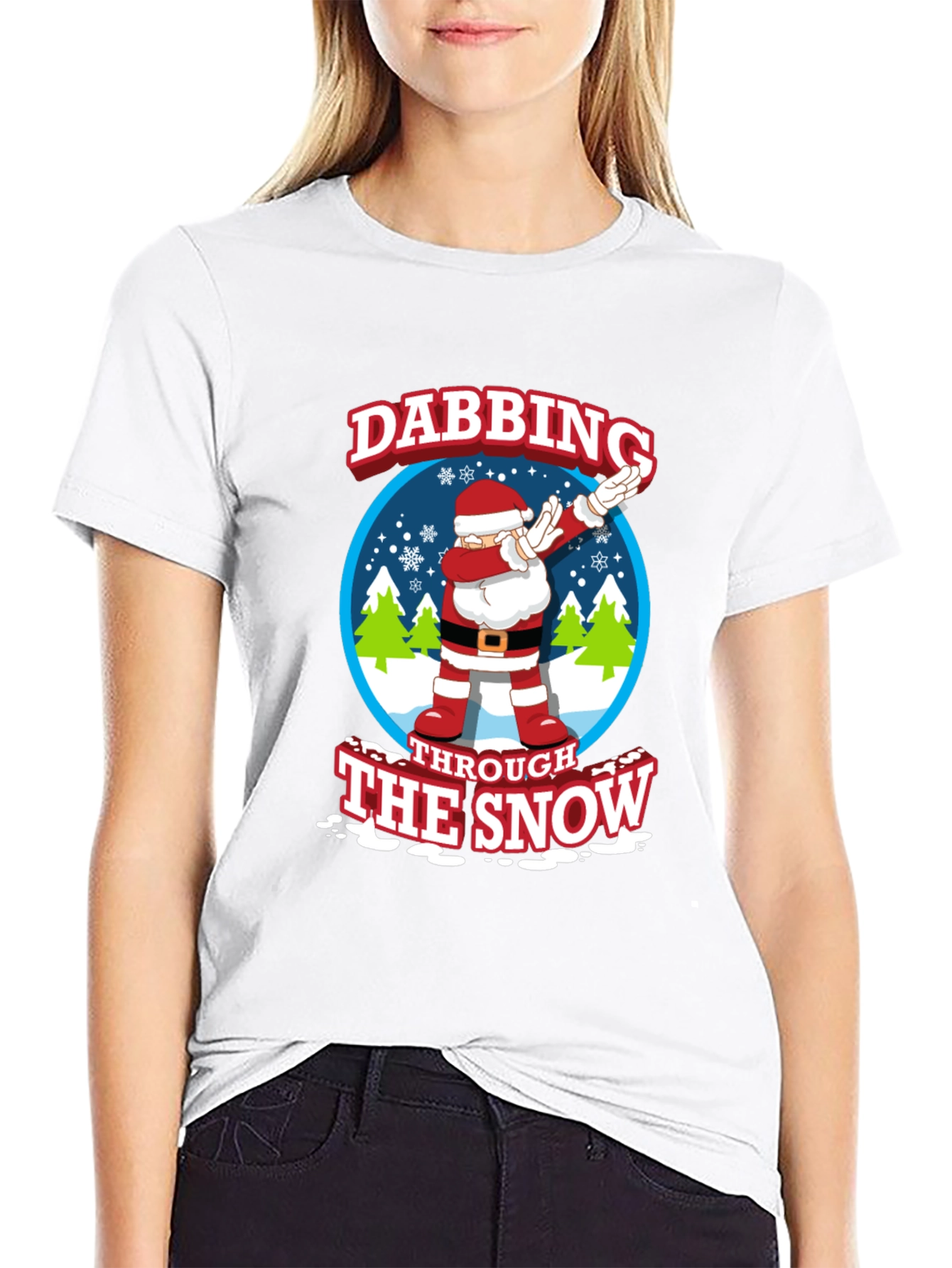 Dabbing Santa Through The Snow Christmas T-Shirt