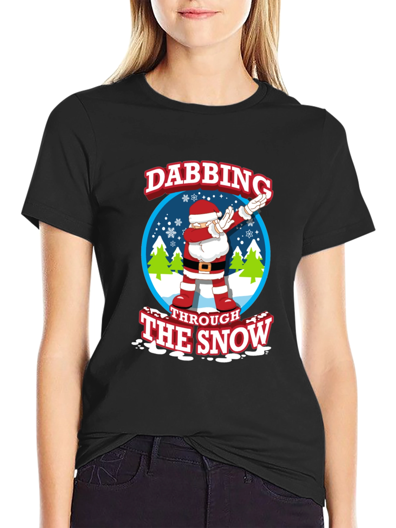 Dabbing Santa Through The Snow Christmas T-Shirt