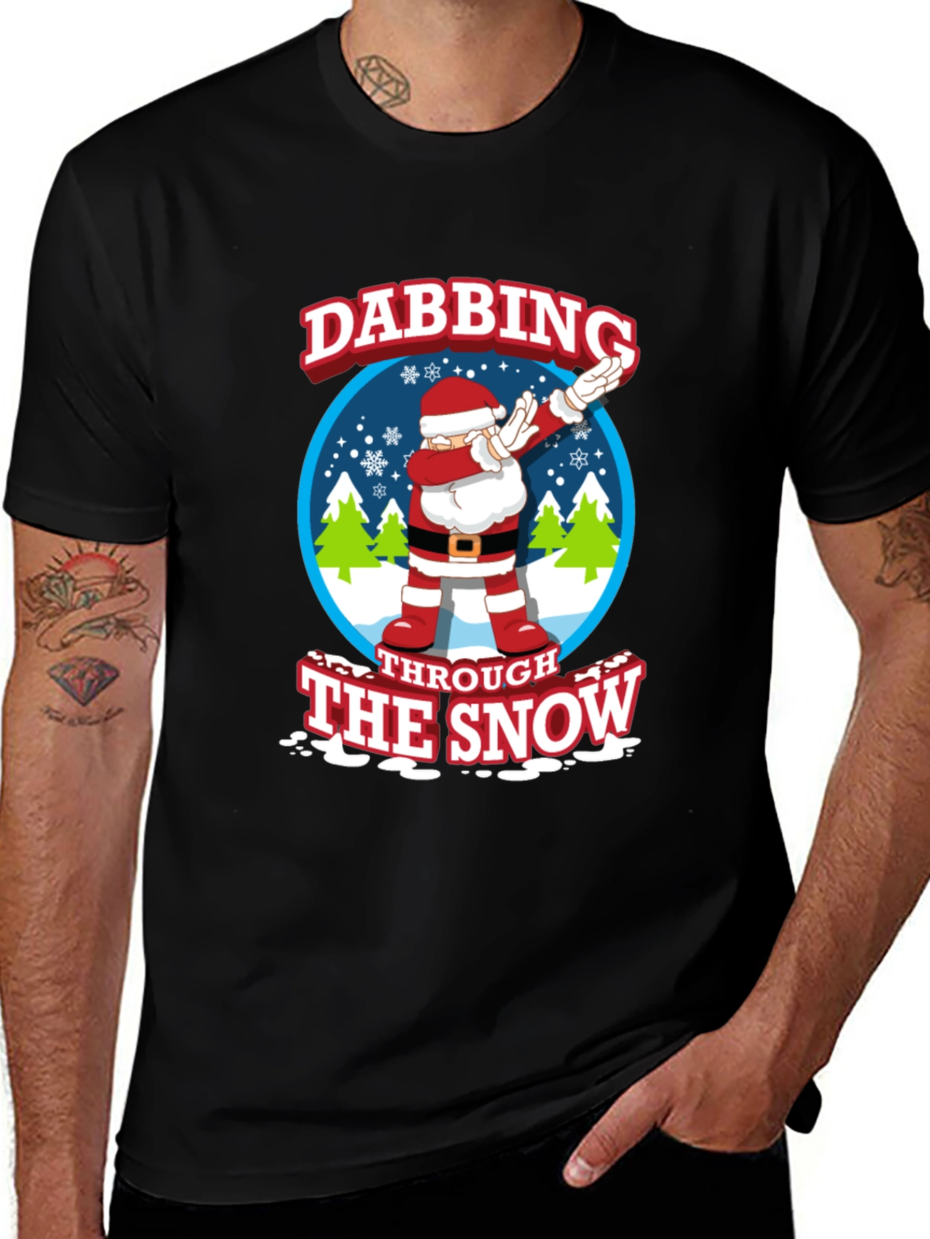 Dabbing Santa Through The Snow Christmas T-Shirt