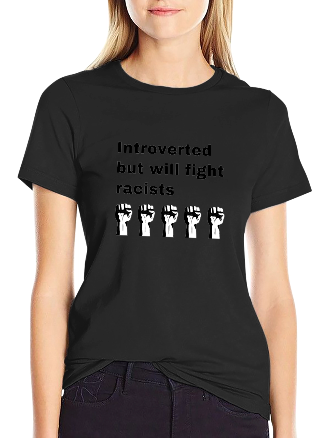 Introverted But Will Fight Racists Graphic Tee