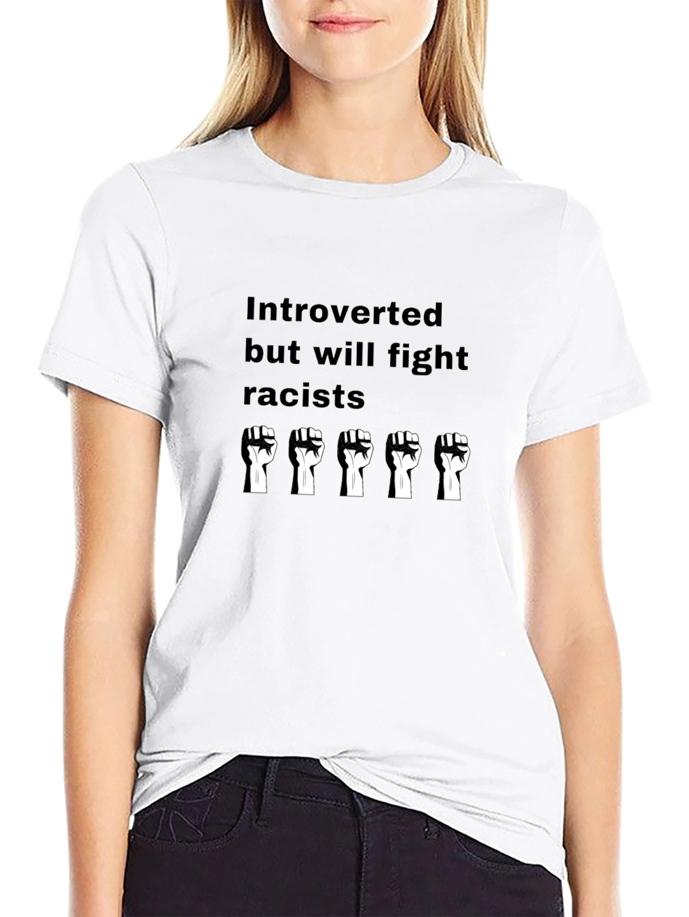 Introverted But Will Fight Racists Graphic Tee