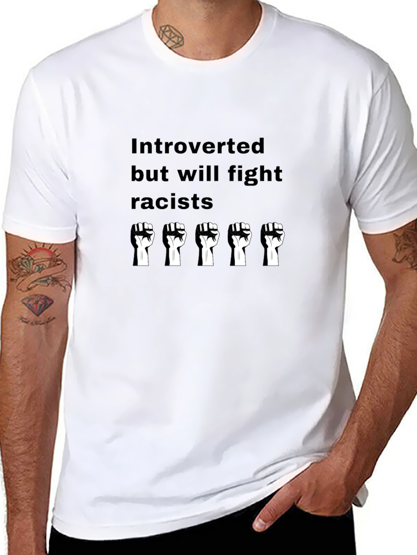 Introverted But Will Fight Racists Graphic Tee