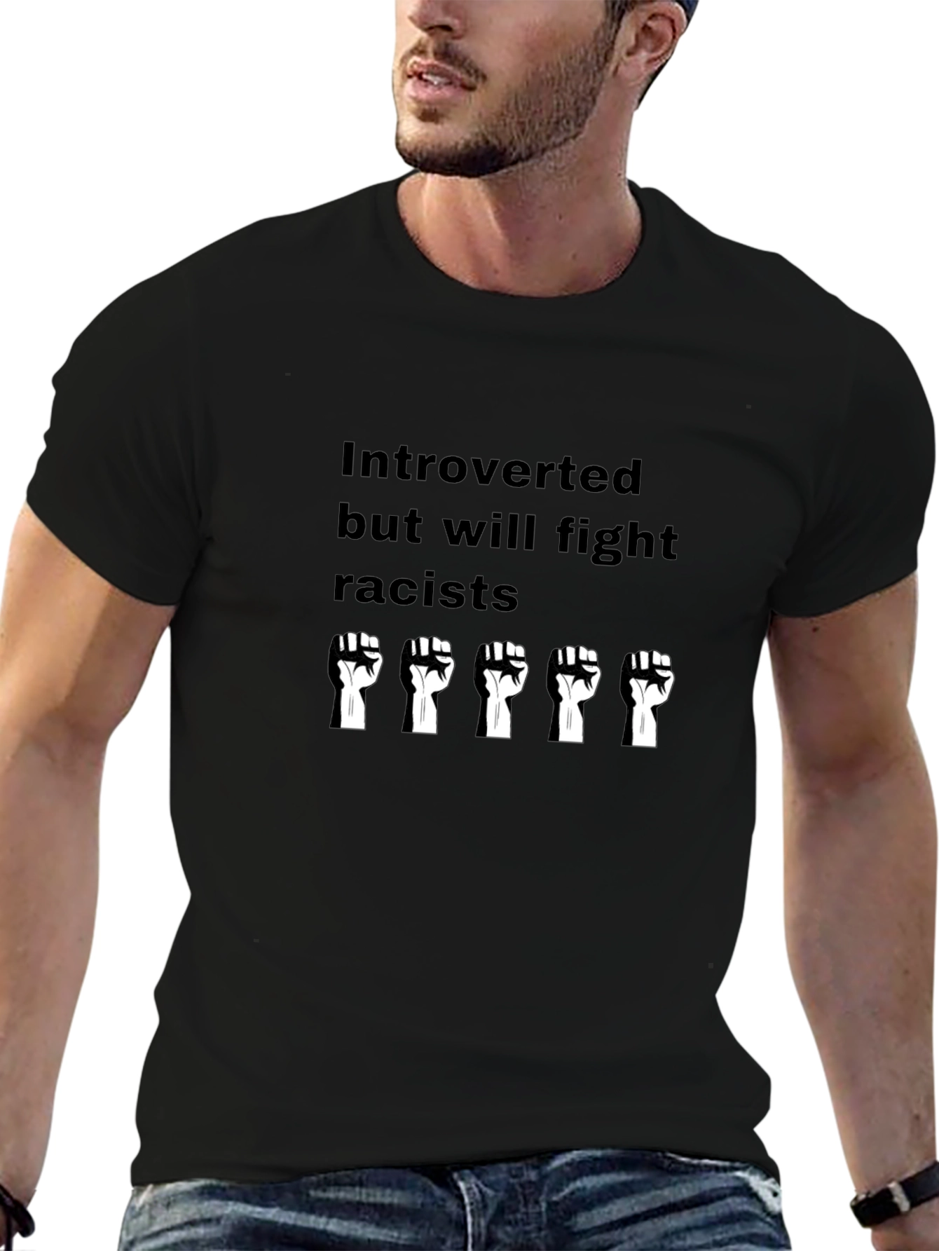 Introverted But Will Fight Racists Graphic Tee