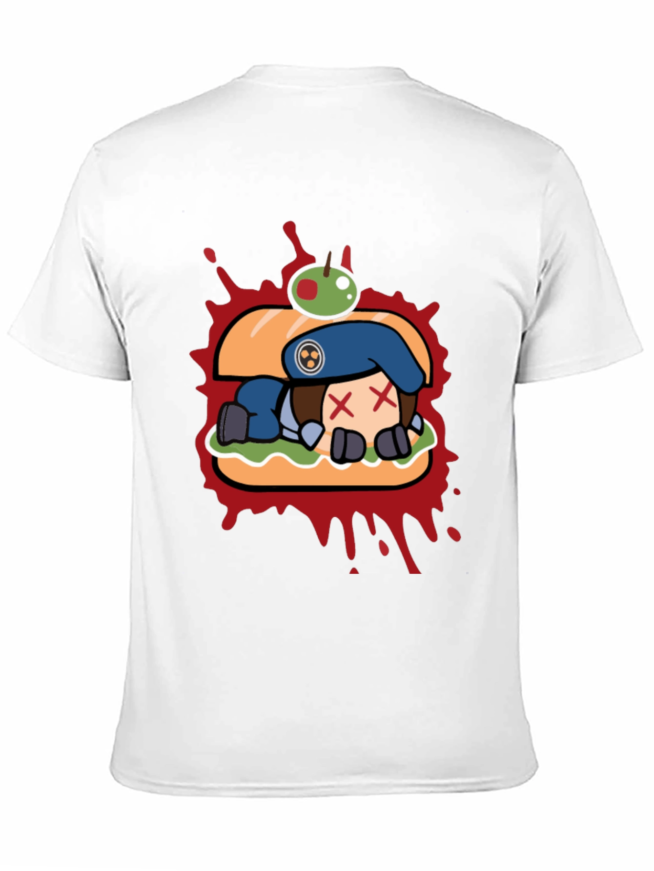 Sandwich Cartoon Graphic Black T-Shirt