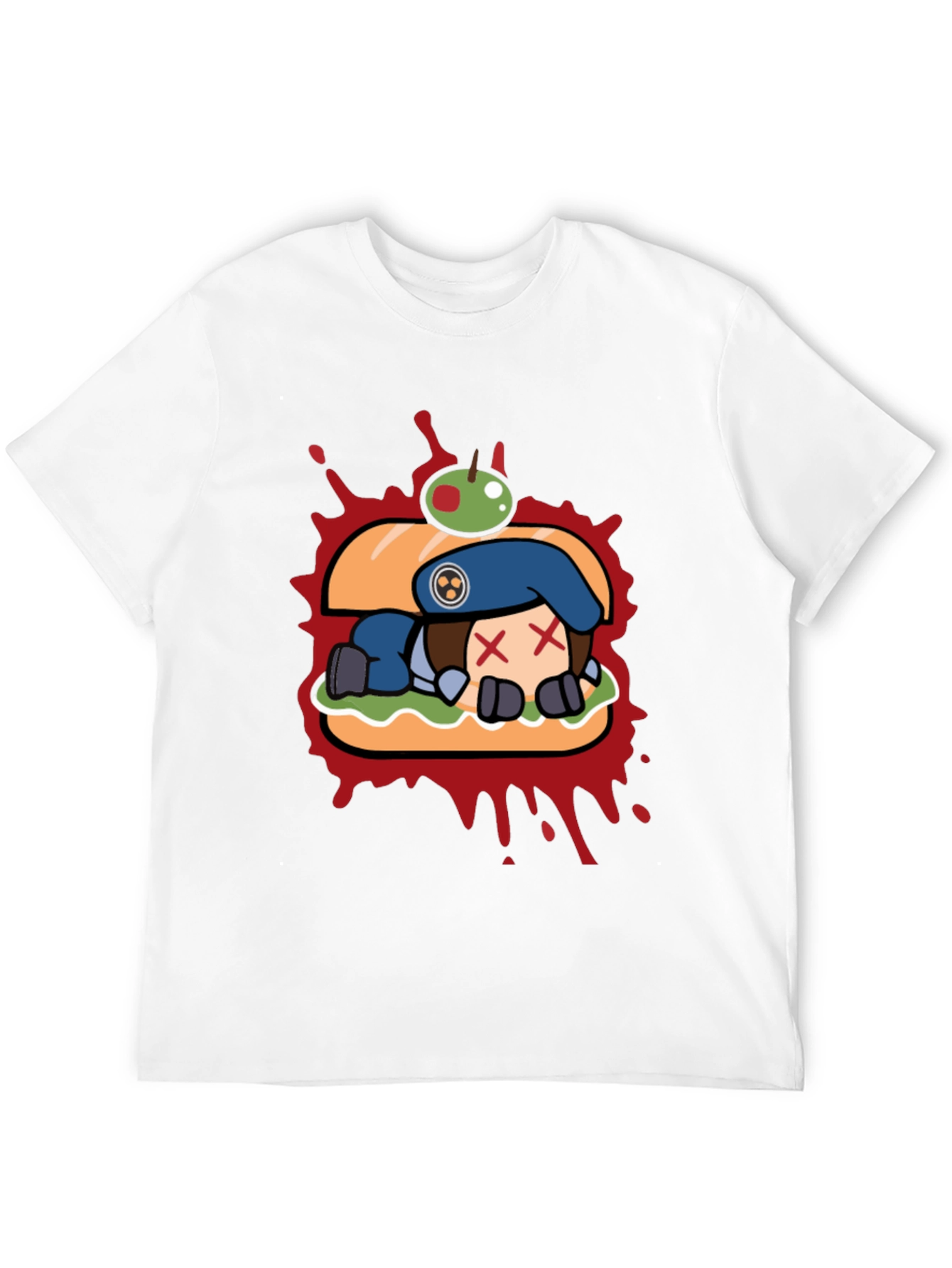 Sandwich Cartoon Graphic Black T-Shirt