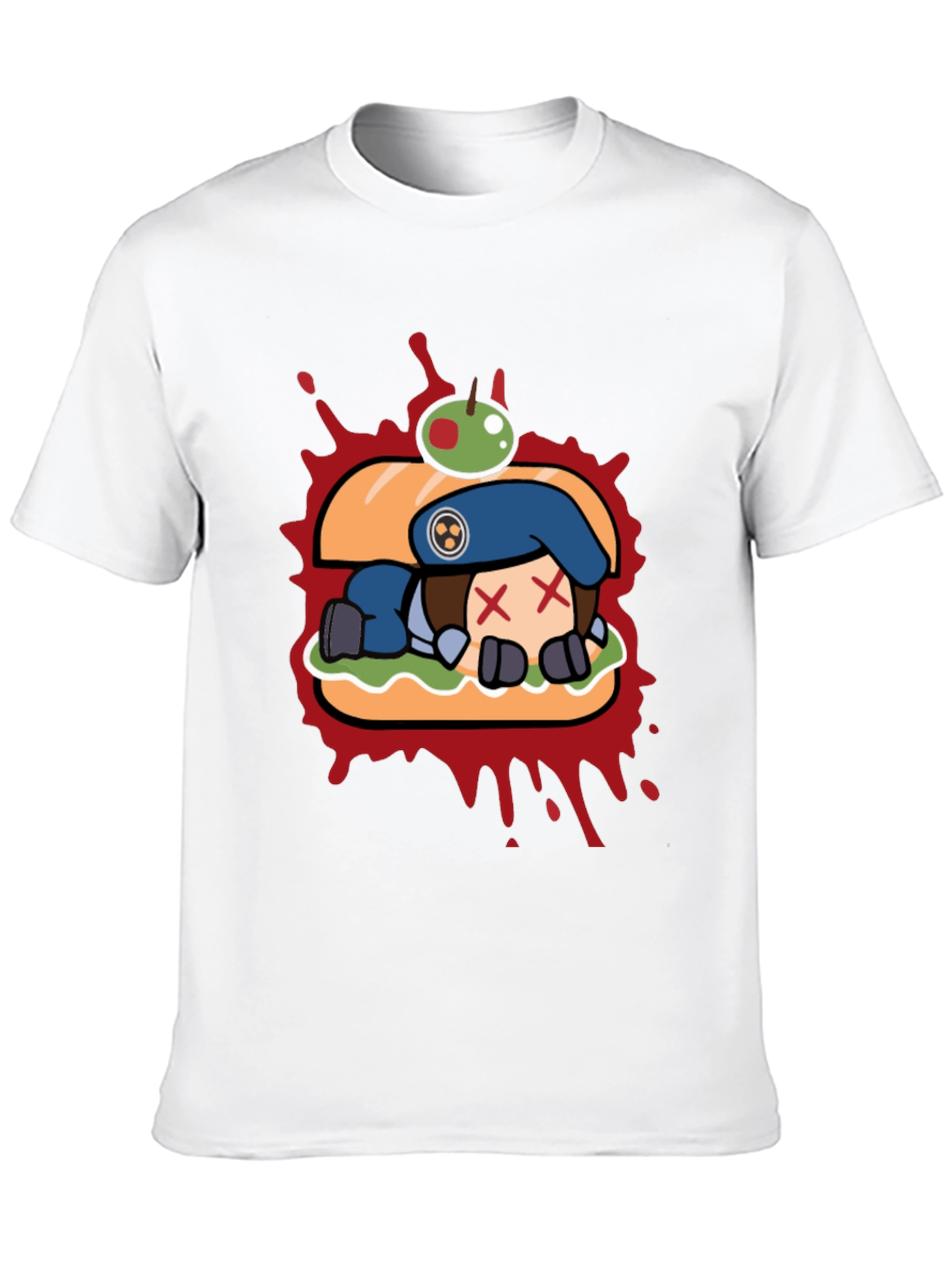 Sandwich Cartoon Graphic Black T-Shirt