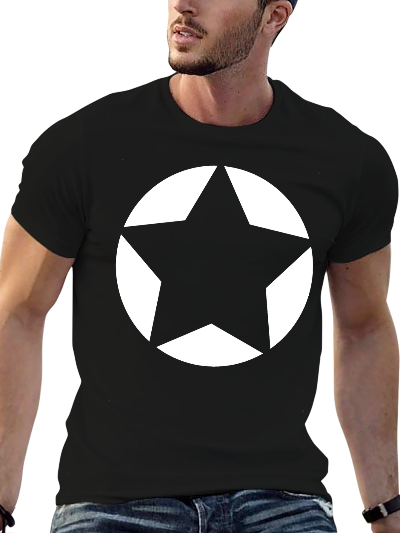 Bold Star Graphic Tee - Black