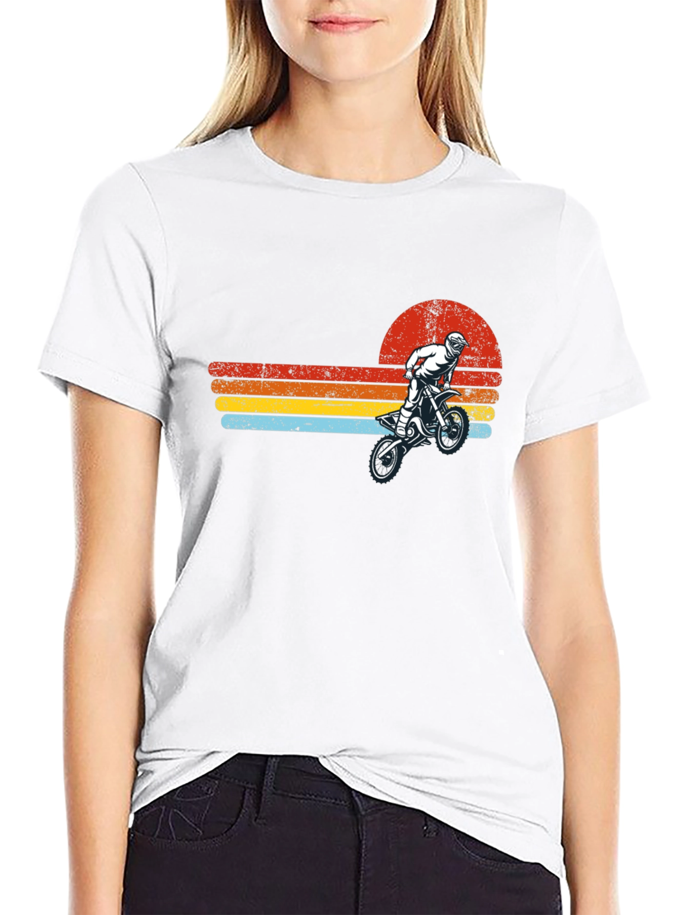 Retro Motocross Sunset Graphic T-Shirt