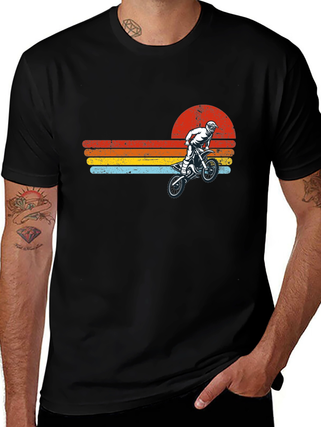Retro Motocross Sunset Graphic T-Shirt