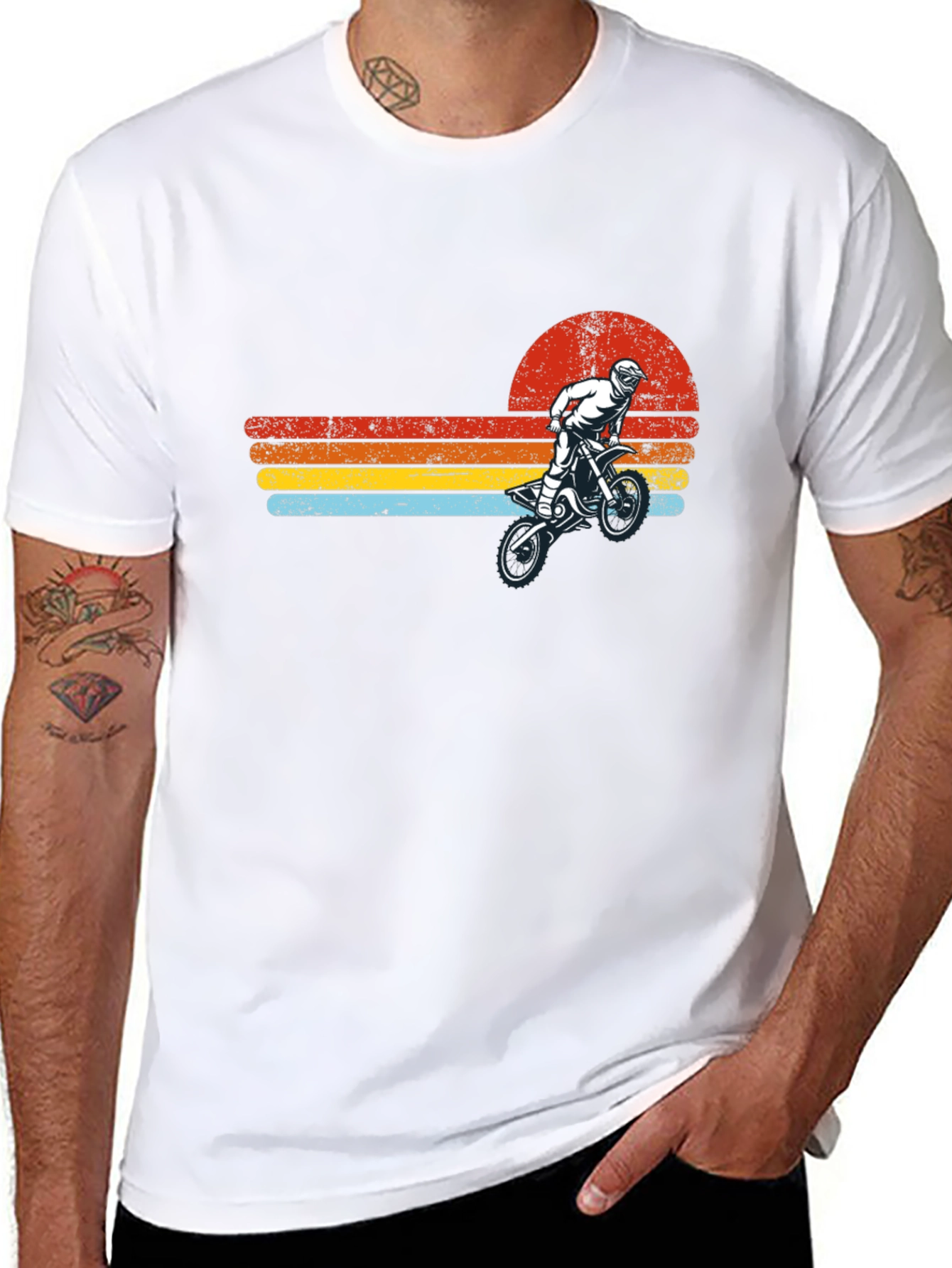 Retro Motocross Sunset Graphic T-Shirt