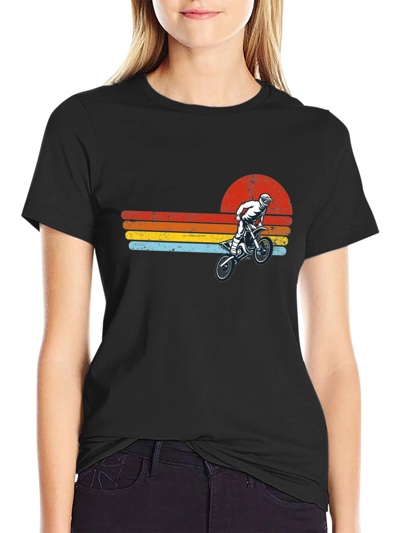 Retro Motocross Sunset Graphic T-Shirt