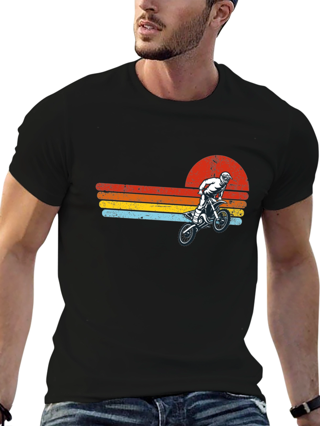 Retro Motocross Sunset Graphic T-Shirt