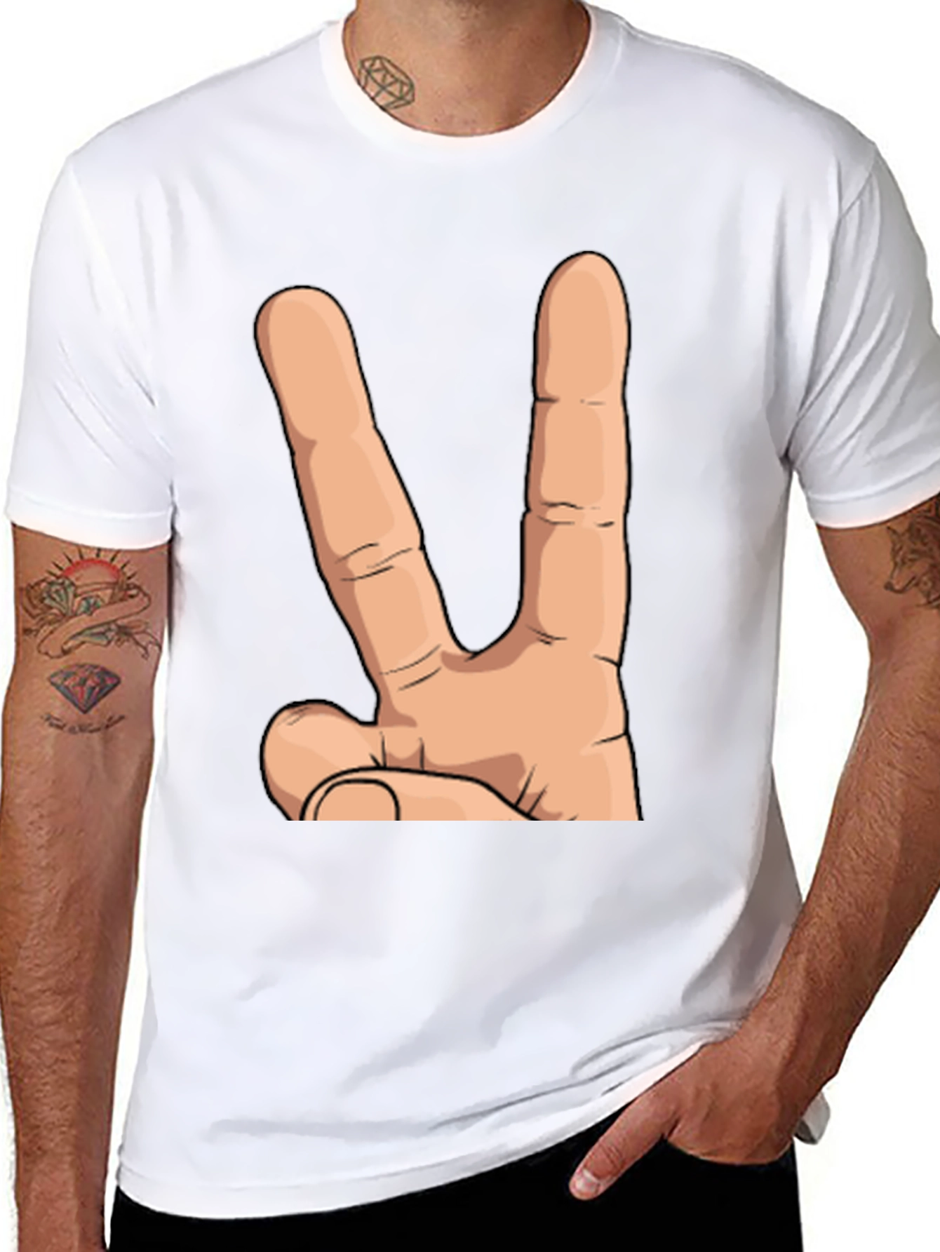 Peace Hand Sign Graphic T-Shirt - Unisex Cotton Tee