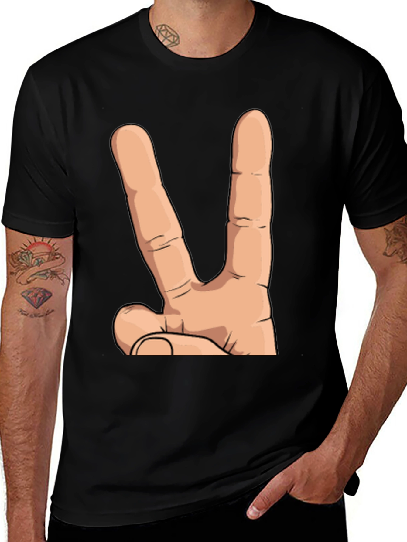 Peace Hand Sign Graphic T-Shirt - Unisex Cotton Tee