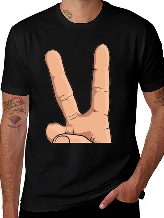 Peace Hand Sign Graphic T-Shirt - Unisex Cotton Tee