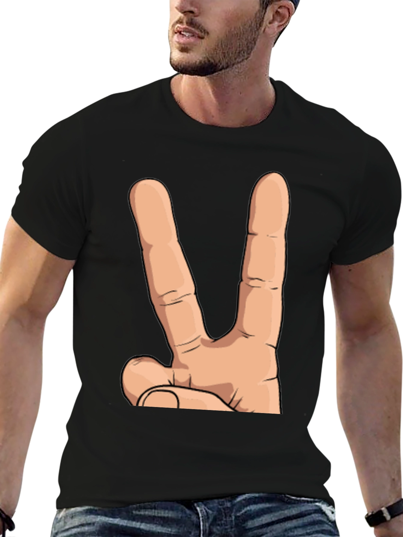 Peace Hand Sign Graphic T-Shirt - Unisex Cotton Tee