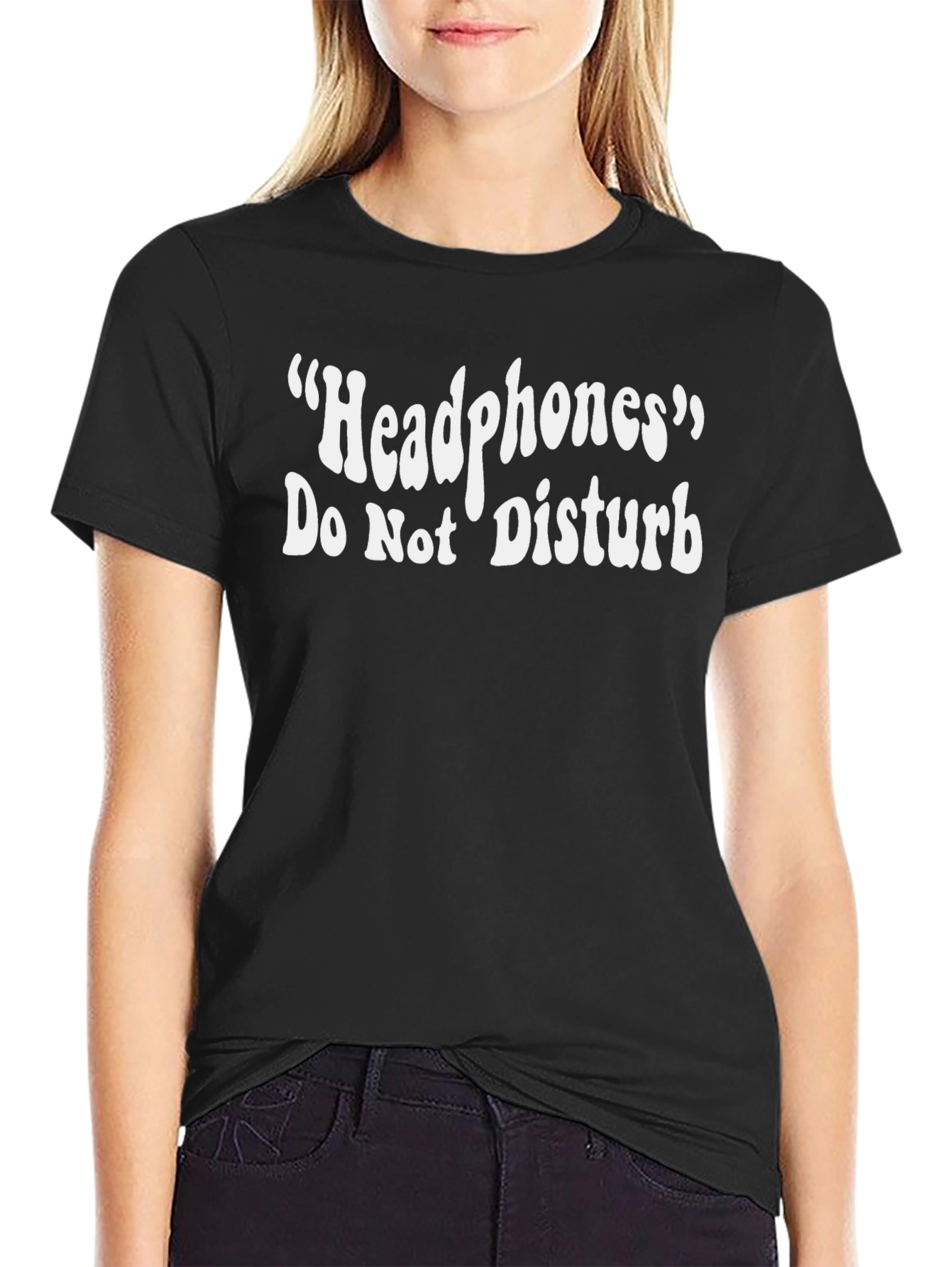 Headphones Do Not Disturb Graphic Tee - Black
