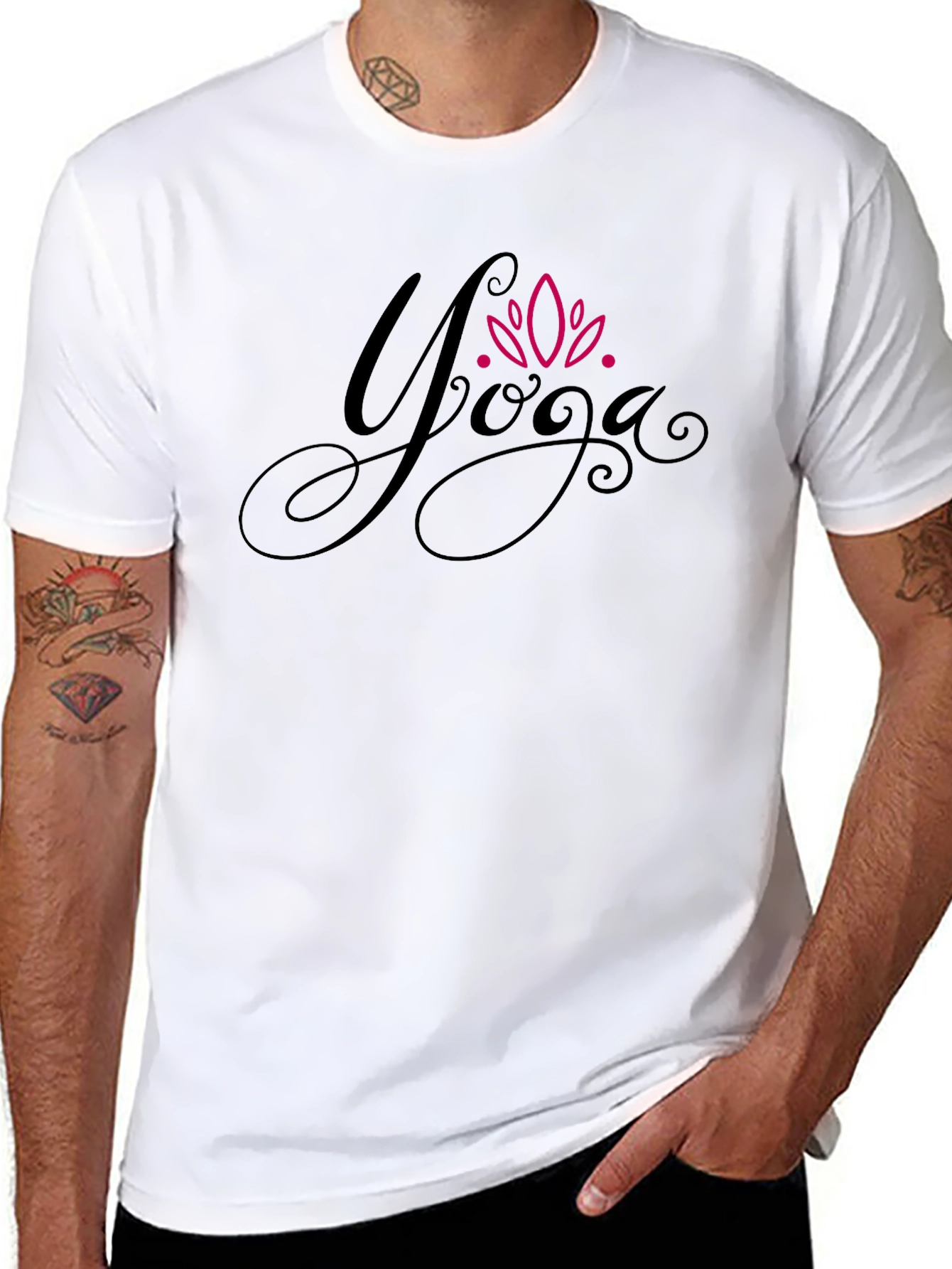 Yoga Lotus Design Black T-Shirt