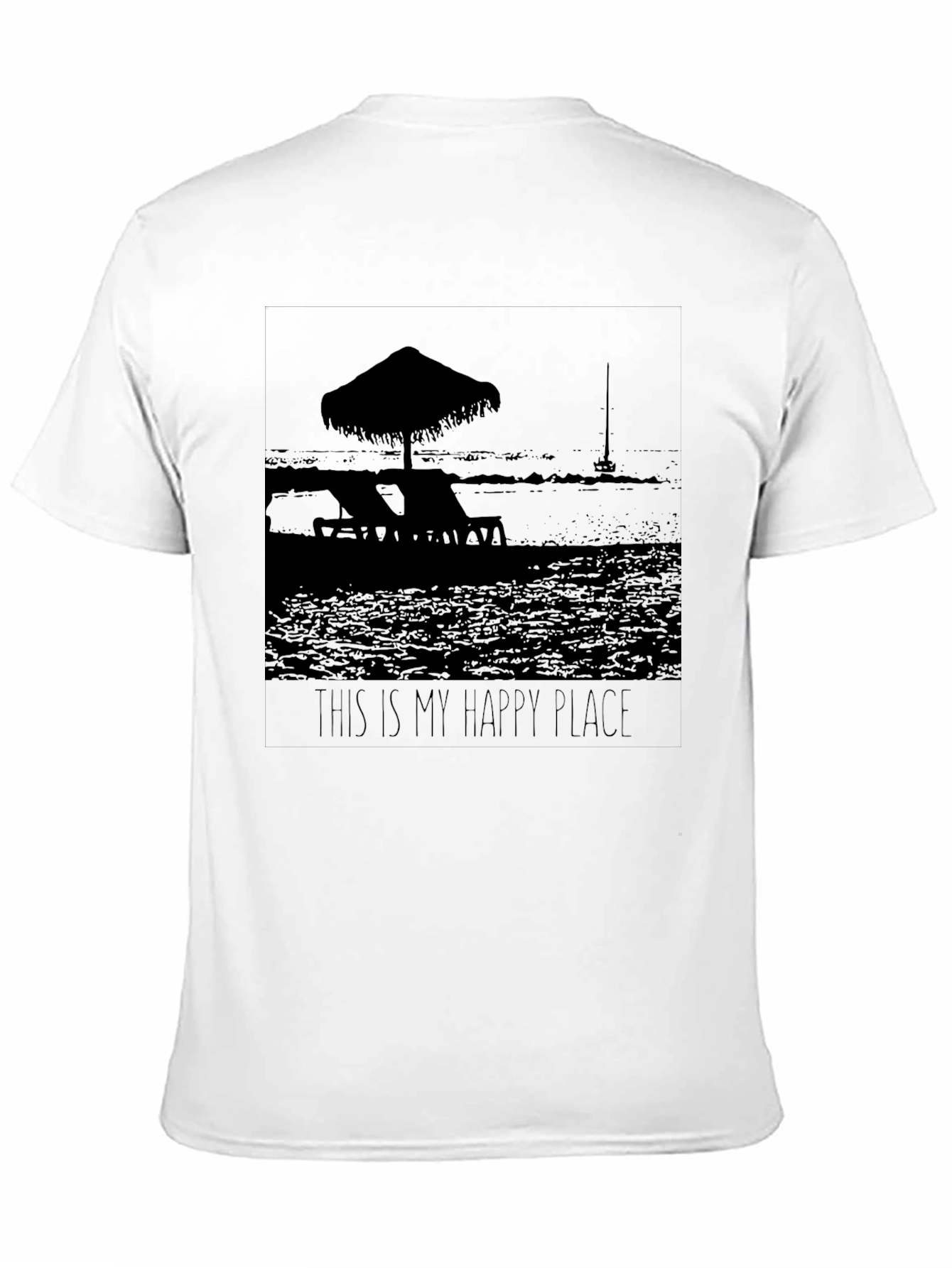 Happy Place Black T-Shirt Beach Scene Graphic Tee