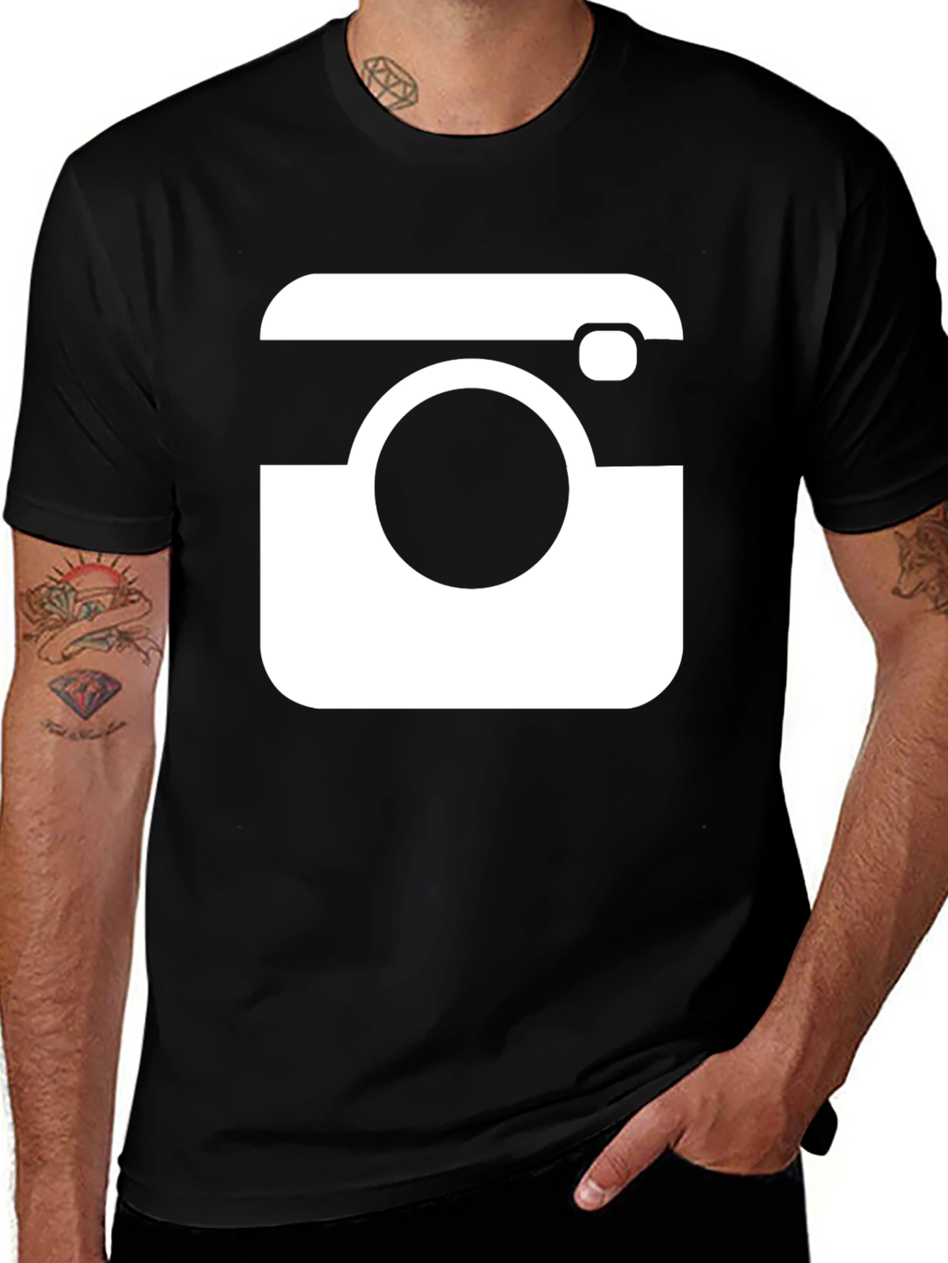 Cool Camera Graphic Tee - Black Cotton T-Shirt