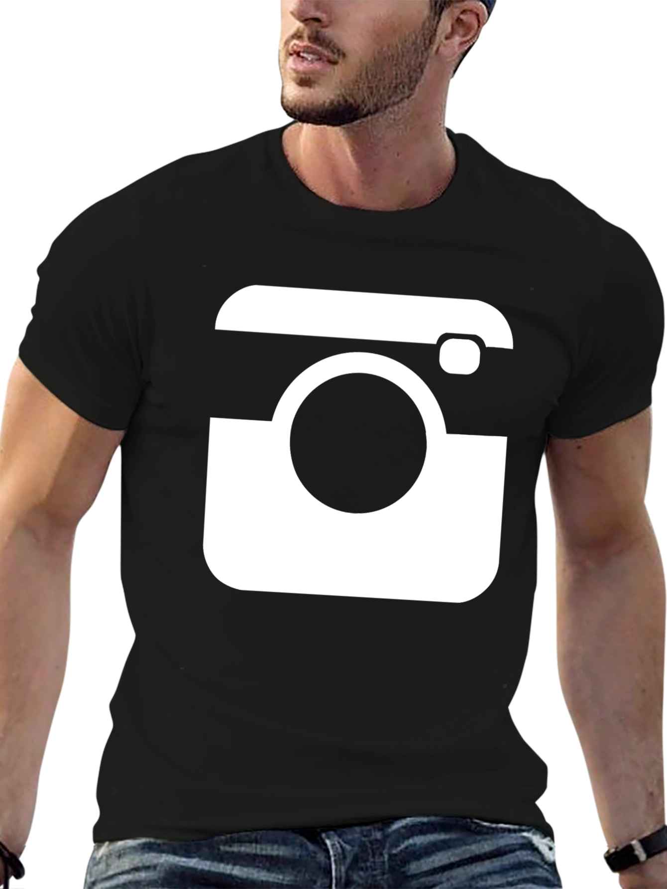 Cool Camera Graphic Tee - Black Cotton T-Shirt