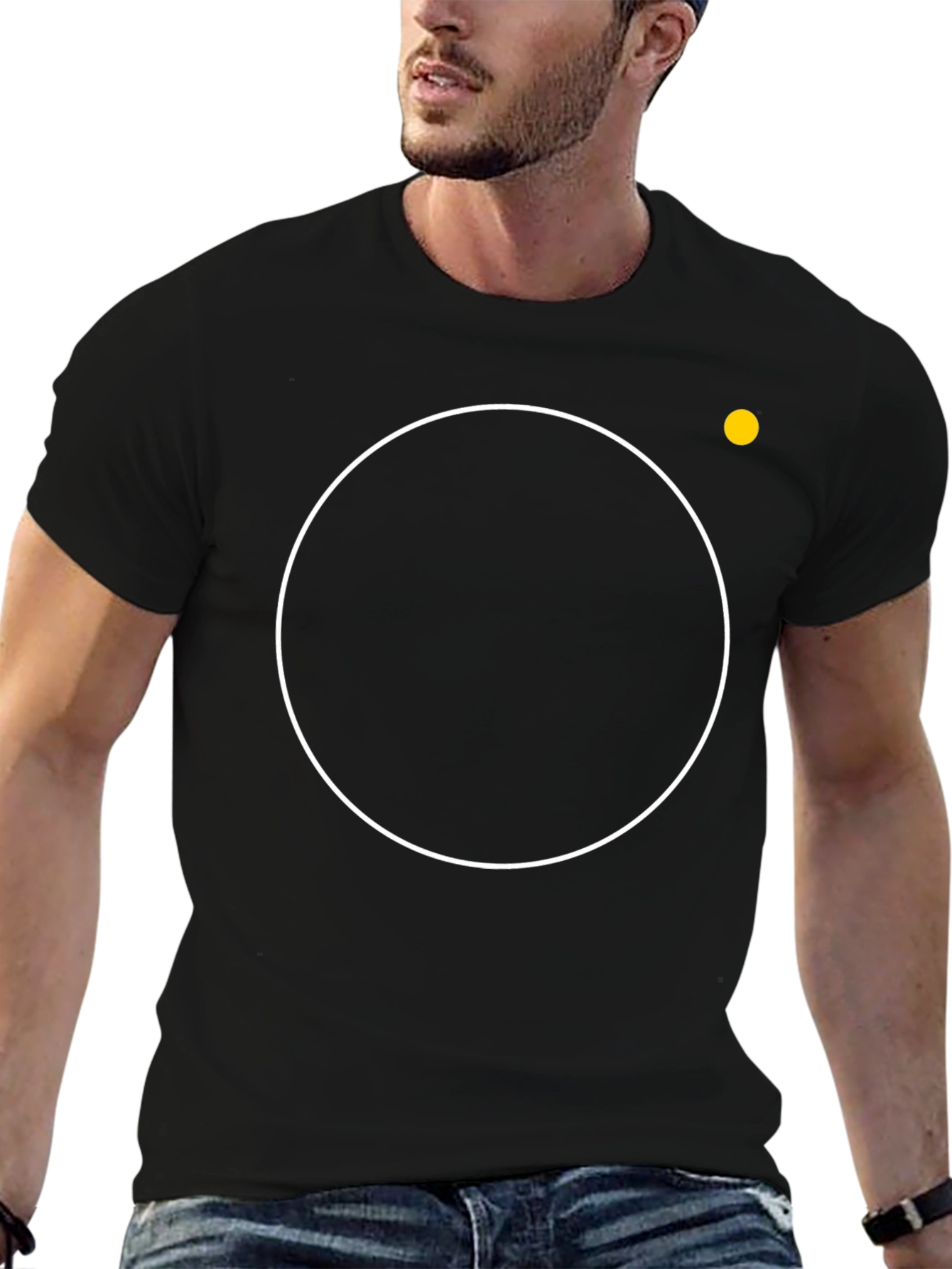 Modern Black T-Shirt with Circle Design