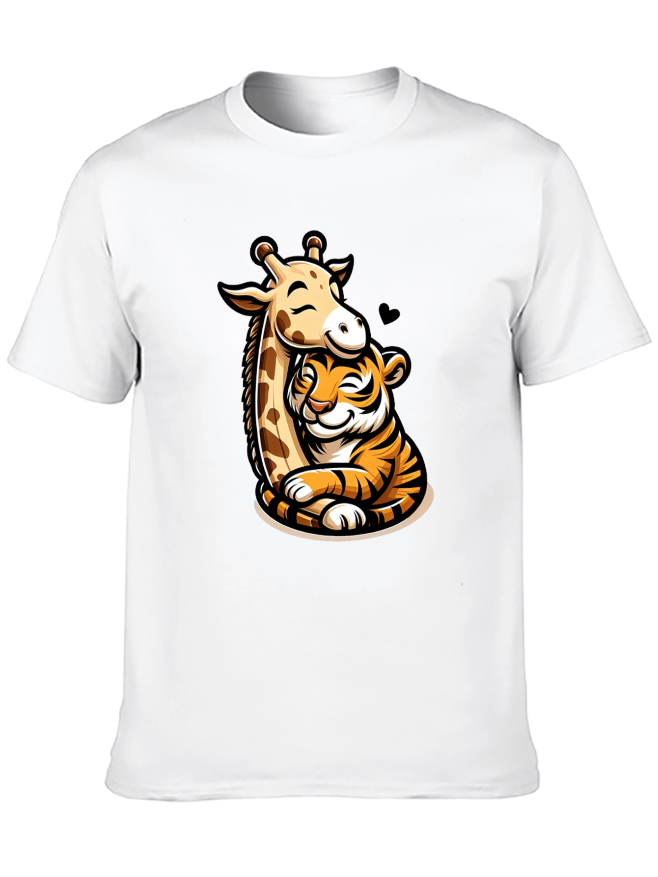 Cute Giraffe and Tiger Hug T-Shirt