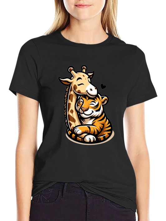 Cute Giraffe and Tiger Hug T-Shirt