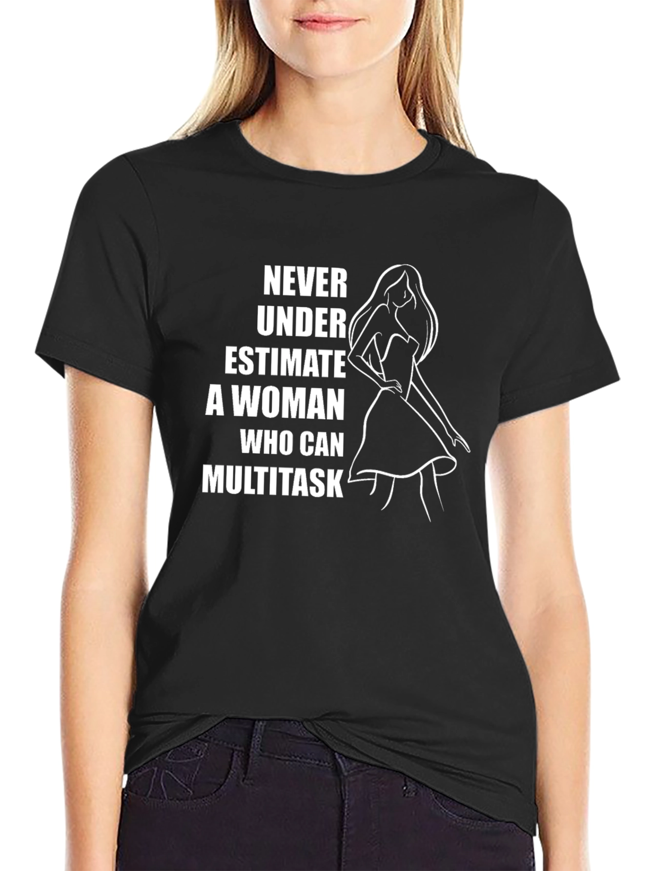 Multitasking Woman Graphic Tee - Black