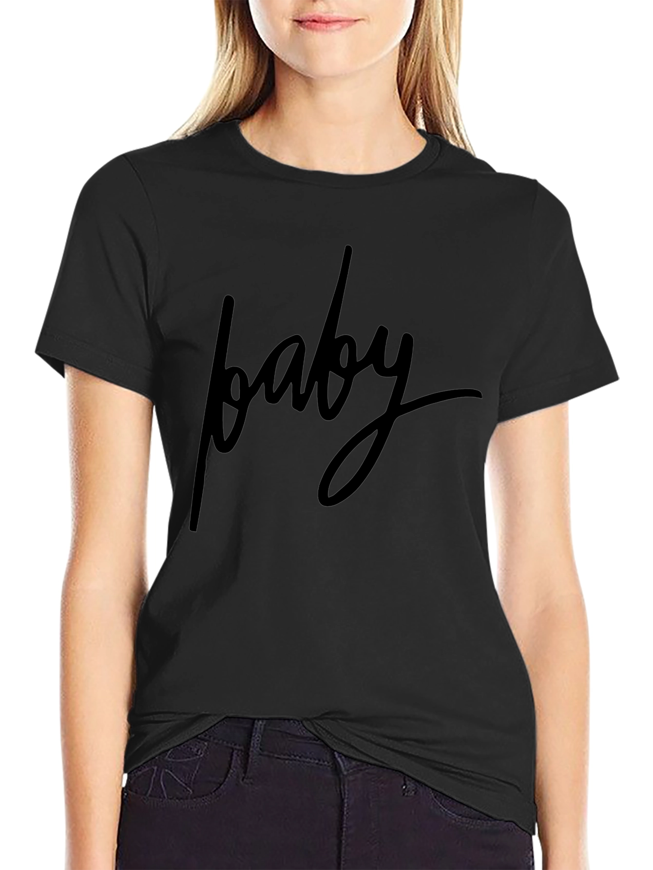 Baby Graphic Print Black T-Shirt