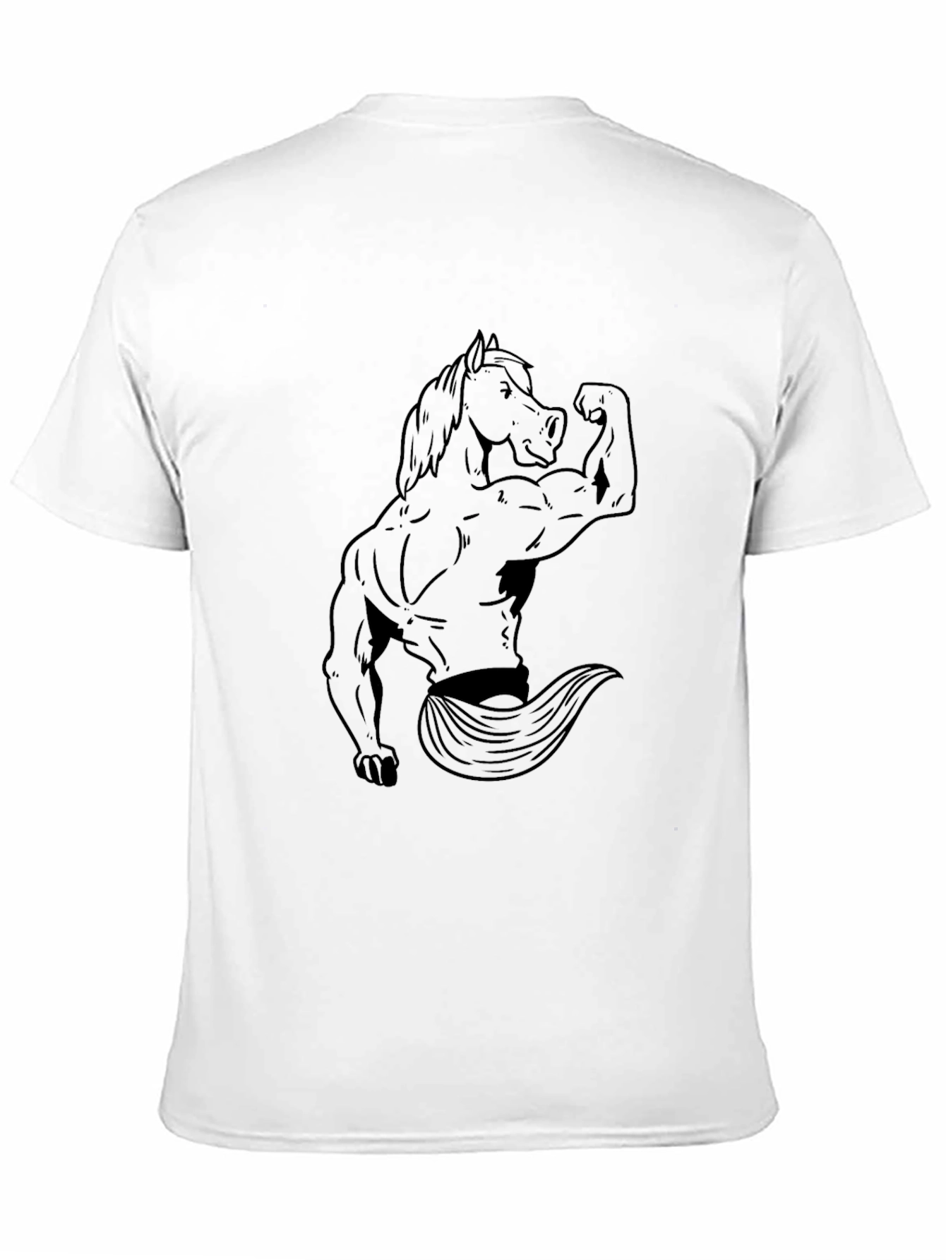 Black Graphic Tee: Muscular Horse Design