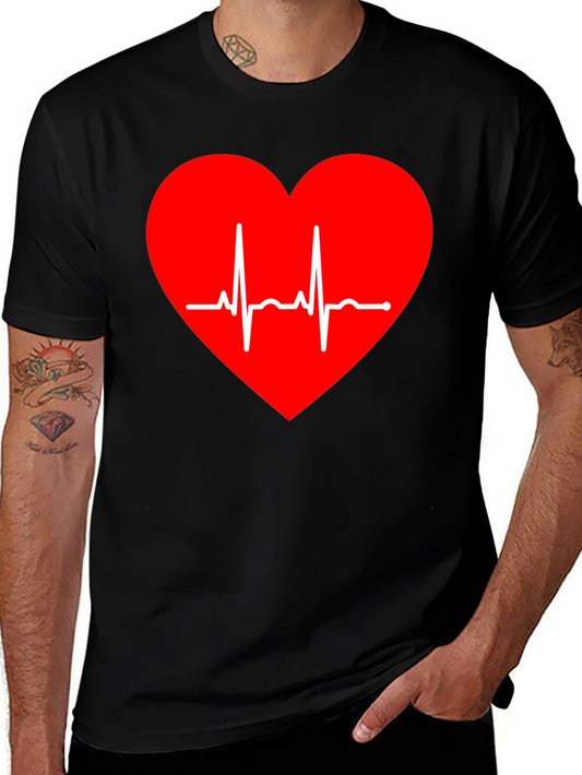 Heartbeat Heart Graphic Tee - Love Life ECG Shirt