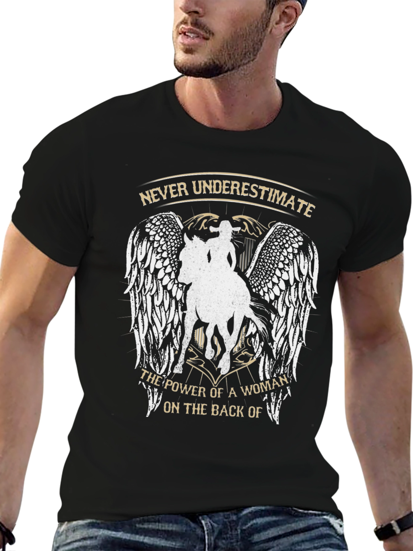 Woman Riding Horse Graphic Tee - Never Underestimate