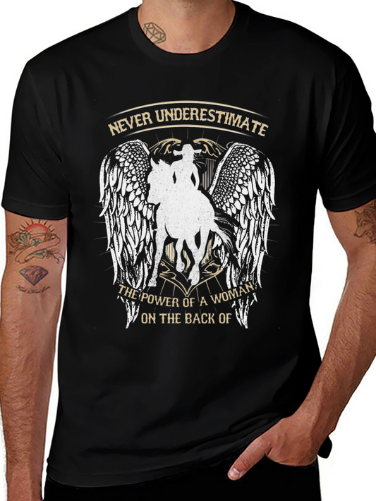 Woman Riding Horse Graphic Tee - Never Underestimate