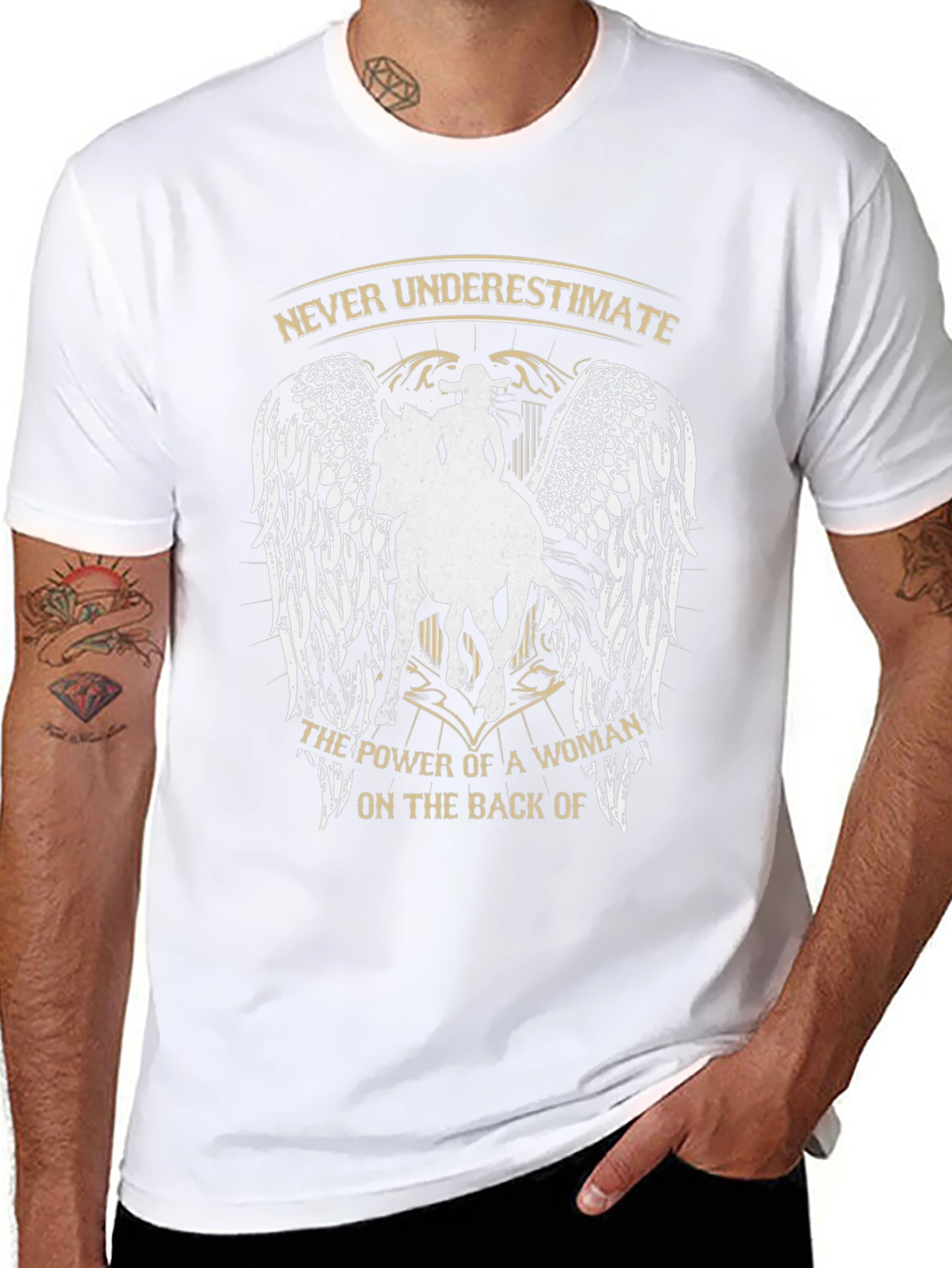 Woman Riding Horse Graphic Tee - Never Underestimate