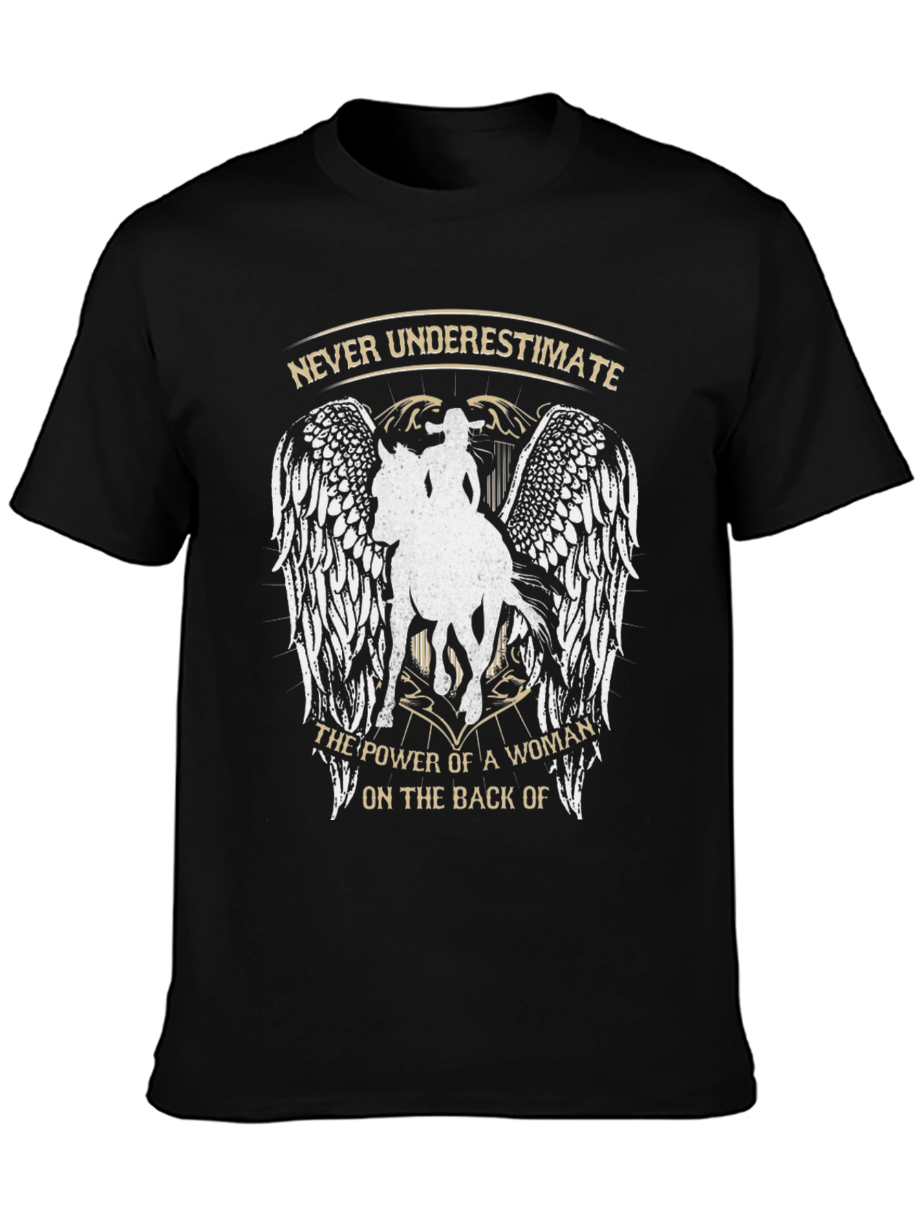 Woman Riding Horse Graphic Tee - Never Underestimate