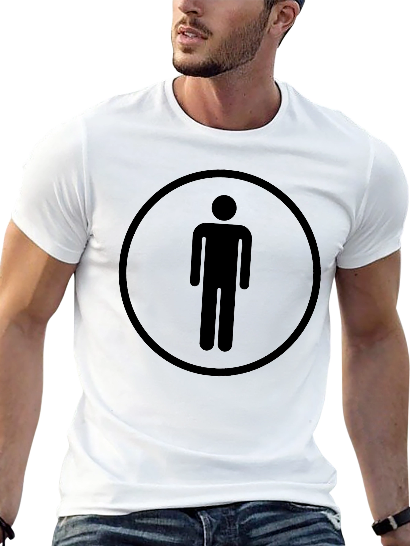 Mens Black Graphic T-Shirt - Simple Icon Design